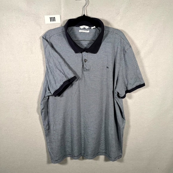Calvin Klein Other - Calvin‎ Klein Liquid Touch Polo Shirt Mens 2XL White Navy Striped Golf Tennis